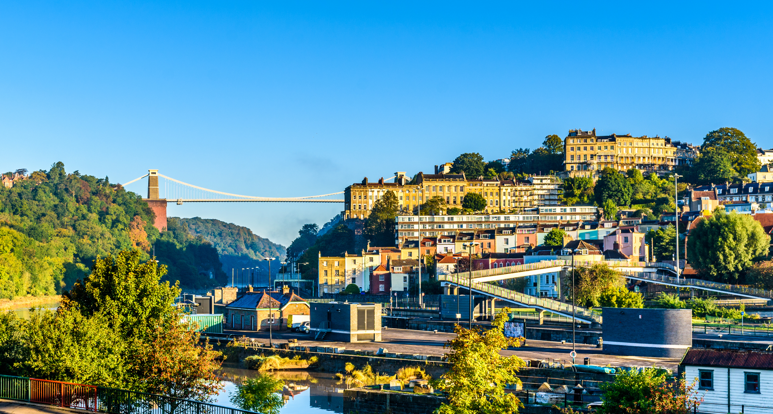Telecoms for tourism - Clifton village in Bristol with Suspension bridge at background